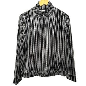 KIM ROGERS Women's Size Medium Grey Black Fleece Zip Up Jacket